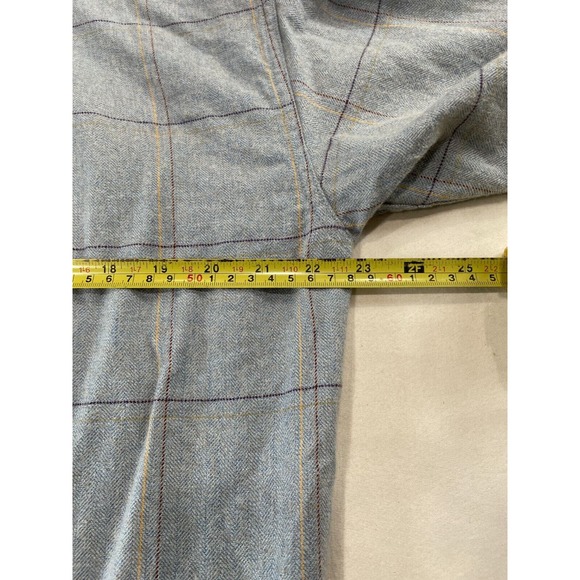 ORVIS Blue Button Up Leather Patch Shirt Men's M Long Sleeve - Picture 3 of 5